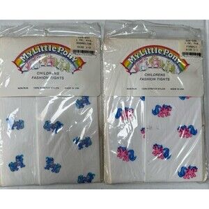 Vintage 80s 2 Pack My Little Pony Girls Infants Toddlers Tights Blue Pink 12M-3T